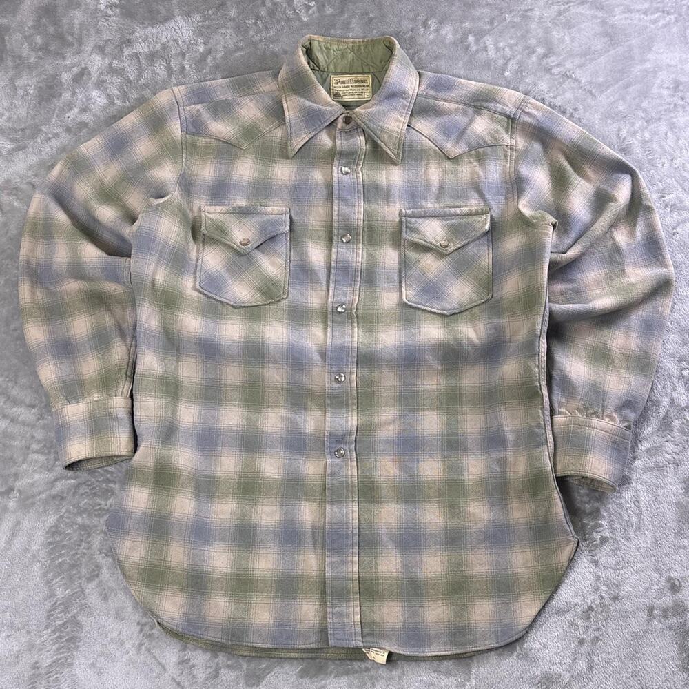 Vintage 70s Pendleton High Grade Western Wool Pearl Snap Shirt Large USA